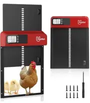 New Hoofun Automatic Chicken Coop BLACK Door Opener Metal with Timer