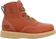 [Georgia Boot] Men's 6" Lace-Up Wedge Work Boot, Breathable SPR Leather Shoes with Slip and Oil Resistant Outsole, Comfortable Soft Toe Copper-Tan Boots for Men - GB001PRO
