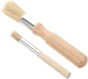 Versatile Kitchen Tool 2pcs Pastry Brush Set Wood Handle for Cooking Baking Sauce Applicati