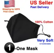 Black 100%Cotton 5 layer Adult Face Mask - Reusable Washable Face Mask Unisex
