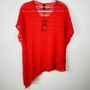 TS Taking Shape Size S Womens Top Red Sheer Short Sleeve Stretch BNWT Boho