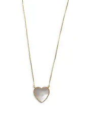 Argento Vivo 18K Gold Plated Sterling Silver Mother of Pearl Heart Necklace, 16