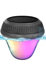 Floating Pool Speaker with Colorful LED Lights, IPX7 Waterproof Hot Tub Bluet