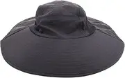 [ibasenice] Quick Dry Wide Brim Outdoor Sun Hat for UV Protection Lightweight Fishing Hiking Bucket Hat for Men Women for Beach Camping Travel Dark Grey