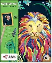 Arts & Crafts for Kids Animal Power Scratch Art Kit, DIY Creative Activity, Stickers, Gifts for Girls & Boys Ages 5, 6, 7, 8, 9, 10, 11, 12 Year Old, Travel Toys for Kids