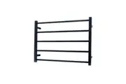 Radiant STR03 Square Bar Heated Towel Rail - 750 x 550mm - Matte Black - Stainless Steel- Bottom Left/Top Right Wiring