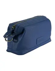 [Dents] Pebble Grain Leather Wash Bag in Navy