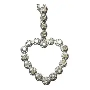 10K Solid White Gold CZ Heart Slide Pendant