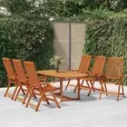 7 Pcs Patio Dining Table And Chairs Solid Wood Extending And Reclining Function