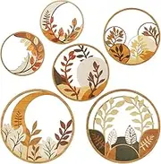 YRYUNRUI 6PCS Boho Wall Art Decor, Wooden Bohemian Hanging Decoration for Living Room, Minimalist Farmhouse Geometric Aesthetic Wood Sign Plants Desert Sun Bedroom Apartment