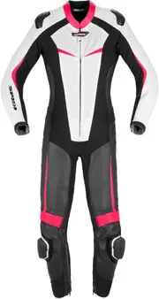 Spidi Track Perforated Pro Ladies Motorcycle Leather Suit, black-white-pink, Size 42 for Women Black White Pink