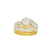 9ct Gold Diamond Cluster Bridal Set