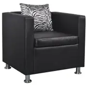 vidaXL Black PVC Leather Sofa Seat Arm Chair Tub Lounge Cube Armchair w/ Pillow