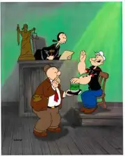 Swears By Me Spinach Popeye Olive Oyl Wimpy Animation Cel Signed Myron Waldman