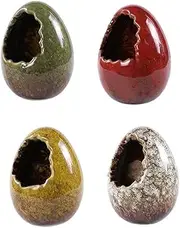 4Pcs Sushi Sashimi Platter Decoration Ceramic Dry Ice Cups Egg Shaped Dry Ice Containers Holders Egg Figurine for Home Restaurant Bar