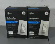 LOT 2- GE Cync Ceiling Fan Smart Switch Wi-Fi Alexa Google 4 Speed Setting White