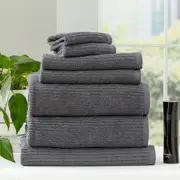 Cobblestone Ribbed Bath Towel Sets Granite