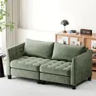 2 Seater Sofa Chenille Modular Lounge Couch with Large Cushion Green