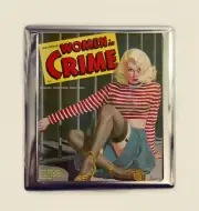 Women in Crime Cigarette Case Business Card ID Holder Wallet Vintage Detective