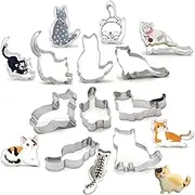 FAZHBARY 8 PCS Cat Cookie Cutter Set Stainless Steel Cat Cookie Cutters Shapes Candy Food Molds