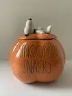 Rae Dunn x Peanuts Snoopy Snacks Halloween Pumpkin Cookie Jar NEW