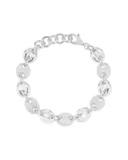 Chloe and Madison Silver CZ Chunky Puffed Link Bracelet