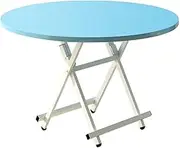 SOGA Blue Dining Table Portable Round Surface Space Saving Folding Desk Home Decor