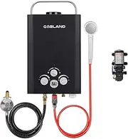 GASLAND Portable LPG Gas Hot Water Heater Caravan Camping 6L Water Pump 4WD Black