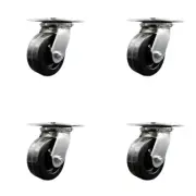 5 Inch Phenolic Caster Set with Ball Bearings and Swivel Locks Service Caster