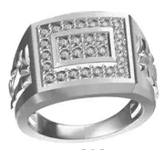 Bevilles Miracle Surround Tablet Men's Ring with Diamonds in Sterling Silver