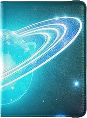 [Amooorous] Blue Romantic Planet Leather decorative waterproof passport holder Wallet Combo Passport Wallet Waterproof, Blue Romantic Planet, 1 size