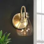 Gold Sconces Wall Lighting, Modern 1-Light Wall Sconce with Clear Glass Shade, E