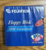 Fujifilm Floppy Disk 2HD IBM 3.5” Color Formatted Disks 10 Pack Sealed
