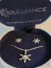Brilliance Snowflake Earring Necklace set Made w Swarovski Crystals Holiday Xmas
