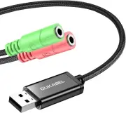 USB Audio Adapter, USB to 3.5mm Jack TRS AUX Adapter for Built-in Chip USB So...