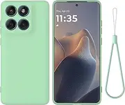 [HWPIVOX] Case for Motorola Edge 60 Fusion 5G, Silicone Protective Phone Case for Motorola Edge 60 Fusion 5G with Silicone Lanyard, Slim Thin Soft Shockproof Cover Green