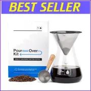 8-Cup Pour Over Coffee Maker Set with Carafe & Reusable Filter | Eco-Friendly