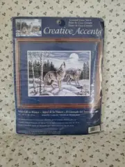 Dimensions Wolves~”Wild Call In Winter” Counted Cross Stitch Kit #7938 Vtg New