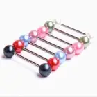7pc Steel Pearl Tongue Bars Barbell Ball Body Piercing Jewellery Stocking Filler
