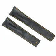 LEATHER BAND WATCH STRAP FOR DEPLOYMENT CLASP 22/18 TAG HEUER MONACO BLACK OS