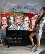 90s grunge band icons hand painted nirvana alice in chains Poster PRINT