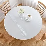 Round Waterproof Dining Table Cloth 150cm Upgraded 65° Beveled Design Clear Round Table Cover Protector for Picnic Party Customizable Transparent Sheet Thickness 3mm