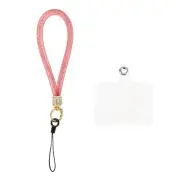 Phone Lanyard, Nylon Detachable Wrist Strap with Phone Patches, Orange