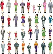XIPEGPA 36PCS Figurines Mini Trains Architectural 1:25 Scale People Painted Figures Plastic Standing and Seat for Miniature Scenes Dollhouse