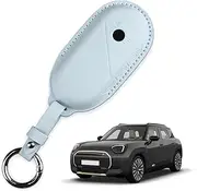 KUNGKIC For Mini Cooper 2024 2025 S F65 F66 F67 Countryman U25 ACEMAN J05 Leather Protector Smart Key Case Keychain
