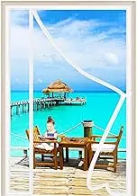 Magnet Fly Screen Door Curtain 255x200cm Polyester Magnetic Curtain Magic Paste Curtains Stripes Encryption Easy to Install for for Entry Exterior Door Kitchen Patio White