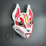 Light Up Kitsune Fox Mask Cosplay LED Halloween Costume Masquerade Mask [Red]