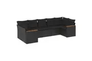 7 Piece Garden Sofa Set with Cushions Black Poly Rattan vidaXL