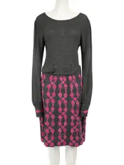 Grey Wool Knitted Long Sleeve Dress