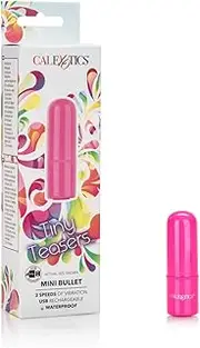 CalExotics Tiny Teasers Mini Bullet - Adult Rechargeable Vibe Massager - Waterproof Travel Size Sex Toys for Couples - Pink